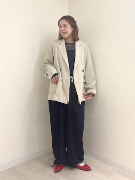 「LOWRYS FARM（ローリーズファーム）のポインテッドＦシューズ 581137（パンプス、レッド系）」を使った、のん  さん（レディース・154cm）の春コーディネート