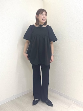 「LOWRYS FARM（ローリーズファーム）のニットパンプス 635642（パンプス、ブラック系）」を使った、のん  さん（レディース・154cm）の春コーディネート