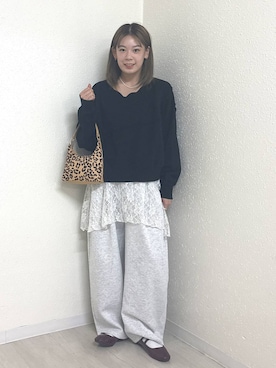 「LOWRYS FARM（ローリーズファーム）のマルチWAYレーススカート　497453（スカート）」を使った、のん  さん（レディース・154cm）の秋コーディネート