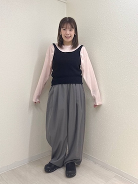 「LOWRYS FARM（ローリーズファーム）のイージーワイドコクーンパンツ 327286（その他パンツ、グレー系）」を使った、のん  さん（レディース・154cm）の春コーディネート
