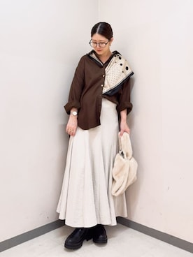 「アイテム（ストール/ショール）」を使った、ikuta＊さん（レディース・155cm）の秋コーディネート