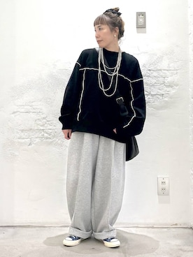 「アイテム（スウェットパンツ）」を使った、piiiiikopiiiiikoさん（レディース・150cm・40代）の秋コーディネート