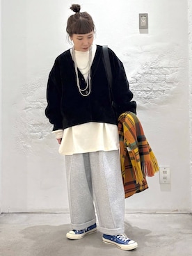 「アイテム（スウェットパンツ）」を使った、piiiiikopiiiiikoさん（レディース・150cm・40代）の秋コーディネート