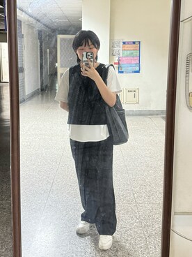 「weaverのアイテム（Shoulderbag、ブラック系）」を使った、cook_ieさん（レディース・160cm）の夏コーディネート