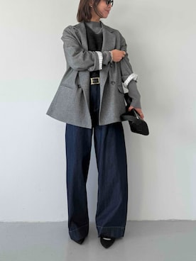 「CROSS FUNCTION（クロスファンクション）のアイテム（ジャケット/アウター）」を使った、ECスタッフさん（レディース・165cm）の秋コーディネート