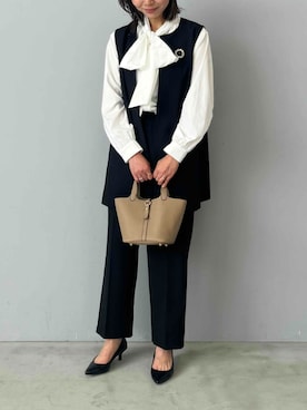 「アイテム（スーツセット）」を使った、ECスタッフさん（レディース・165cm）の冬コーディネート