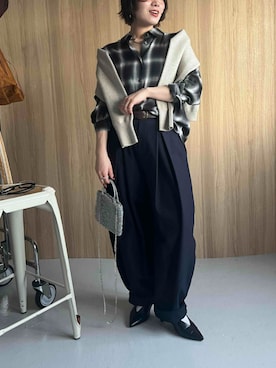 「CROSS FUNCTION（クロスファンクション）のアイテム」を使った、ECスタッフさん（レディース・154cm）の秋コーディネート