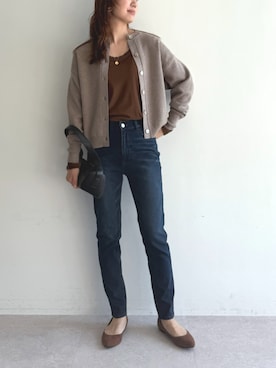 「CROSS FUNCTION（クロスファンクション）のアイテム」を使った、ECスタッフさん（レディース・167cm）の秋コーディネート