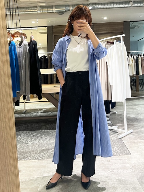 美品✨アニュアンス グロスボリュームシャツワンピース ブルー SAX