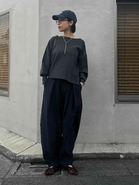 「CROSS FUNCTION（クロスファンクション）のアイテム」を使った、ECスタッフさん（レディース・167cm）の秋コーディネート