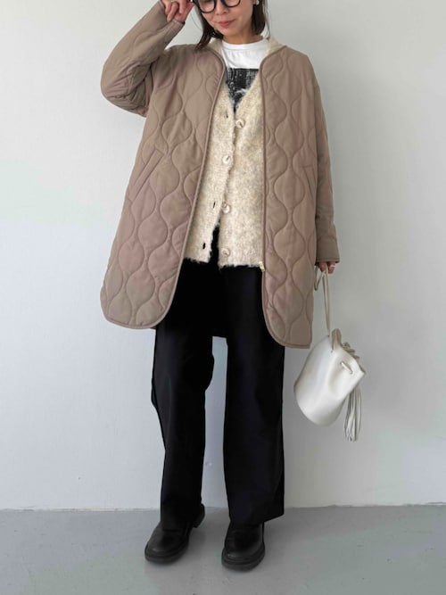 セール】《撥水》エブ楽 ノーカラーキルティングコート【CROSS