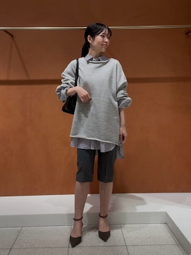 「Whim Gazette（ウィムガゼット）の【WEB＆一部店舗限定カラー】リラックススウェットプルオーバー（スウェット、グレー系）」を使った、gotoさん（レディース・159cm）の春コーディネート