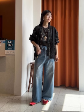 「Whim Gazette（ウィムガゼット）のEagle Tee（Tシャツ/カットソー、グレー系）」を使った、gotoさん（レディース・159cm）の春コーディネート