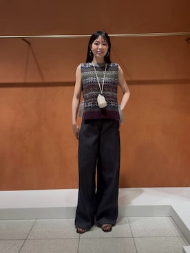 「Whim Gazette（ウィムガゼット）の【GEMINI】フェアアイル2wayベスト（ベスト、グレー系）」を使った、gotoさん（レディース・159cm）の夏コーディネート