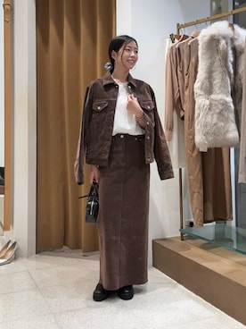 「アイテム（デニムスカート、ブラウン系）」を使った、gotoさん（レディース・159cm）の夏コーディネート