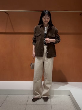 「Whim Gazette（ウィムガゼット）のKIDDINGロゴTシャツ（Tシャツ/カットソー、ホワイト系）」を使った、gotoさん（レディース・159cm）の春コーディネート