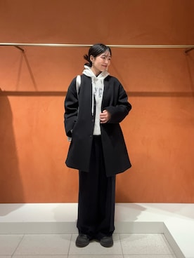 「アイテム（ノーカラーコート）」を使った、gotoさん（レディース・159cm）の秋コーディネート