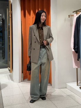 「アイテム（テーラードジャケット、ブラウン系）」を使った、gotoさん（レディース・159cm）の秋コーディネート