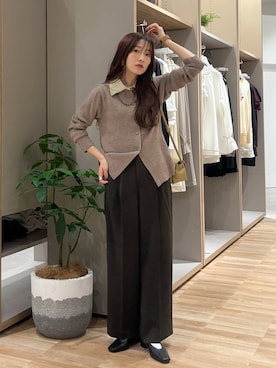 「PAGEBOY（ページボーイ）の【ステンレス素材】ロングボールチェーンネックレス（ネックレス）」を使った、cossyさん（レディース・155cm）の秋コーディネート