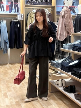 「PAGEBOY（ページボーイ）の【ステンレス素材】ロングボールチェーンネックレス（ネックレス）」を使った、cossyさん（レディース・155cm）の秋コーディネート