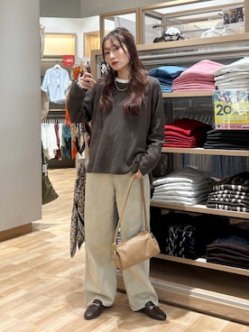 「GLOBAL WORK（グローバルワーク）のGOODデニムバギーパンツ/498388（デニムパンツ）」を使った、cossyさん（レディース・155cm）の秋コーディネート