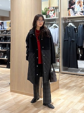 「アイテム（ステンカラーコート）」を使った、cossyさん（レディース・155cm・30代）の冬コーディネート