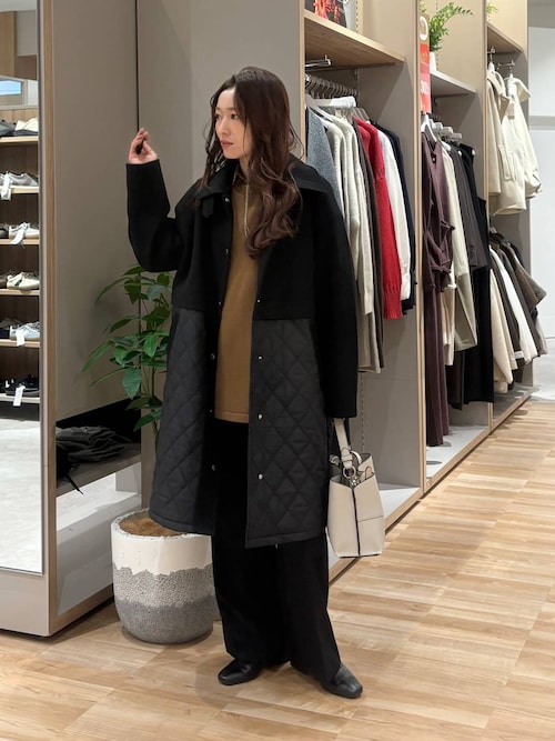 セール】ウールライク切り替えコート/499669（ステンカラーコート