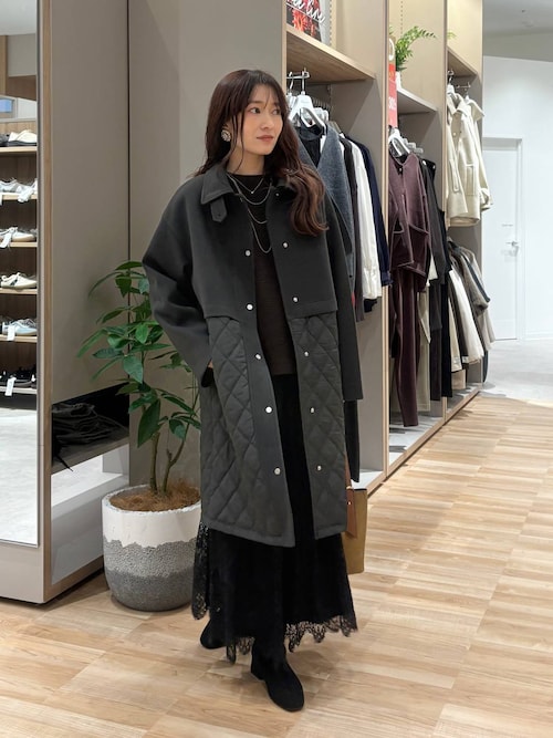 セール】ウールライク切り替えコート/499669（ステンカラーコート