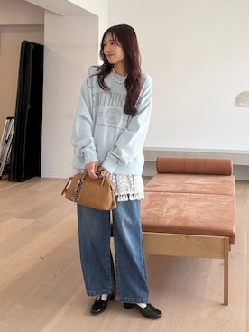 「GLOBAL WORK（グローバルワーク）のアイテム（スウェット）」を使った、cossyさん（レディース・155cm）の冬コーディネート