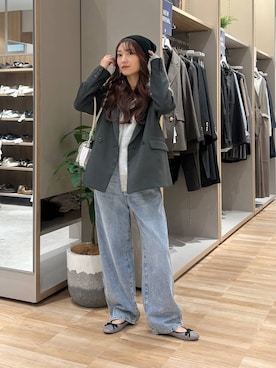 「GLOBAL WORK（グローバルワーク）のGOODデニムバギーパンツ/498388（デニムパンツ）」を使った、cossyさん（レディース・155cm）の秋コーディネート