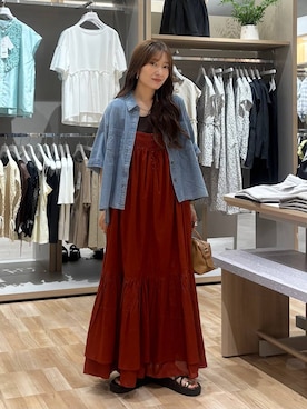 「GLOBAL WORK（グローバルワーク）のmeets India/2WAYティアードワンピース/636282（ワンピース、オレンジ系）」を使った、cossyさん（レディース）の夏コーディネート