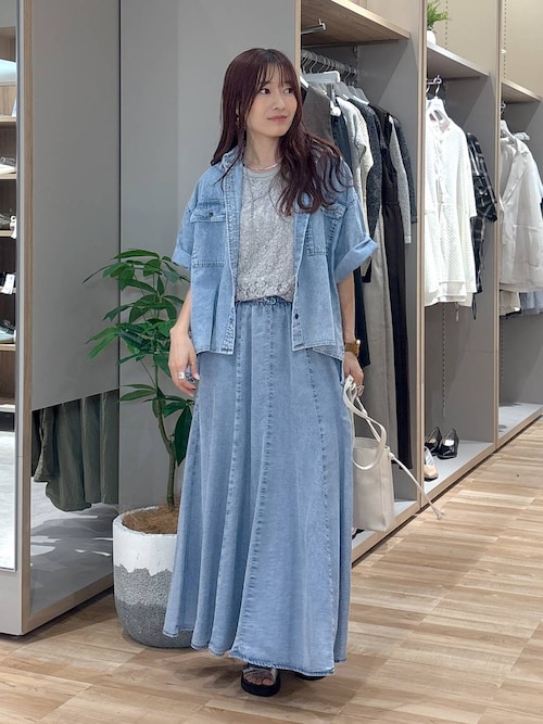 グローバルワーク　しゅり/エアリーリラックスデニムワンピース ジャンスカ グローバルワーク しゅり/エアリーリラックスデニムワンピース