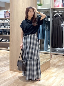 「PAGEBOY（ページボーイ）の【ステンレス素材】ロングボールチェーンネックレス（ネックレス）」を使った、cossyさん（レディース・155cm）の夏コーディネート