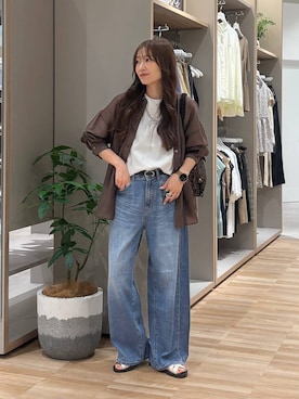 「GLOBAL WORK（グローバルワーク）のGOODデニムバレルCOOL/627009（デニムパンツ、ブルー系）」を使った、cossyさん（レディース）の夏コーディネート