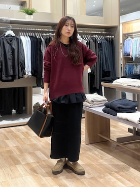 「PAGEBOY（ページボーイ）の【ステンレス素材】ロングボールチェーンネックレス（ネックレス）」を使った、cossyさん（レディース・155cm）の秋コーディネート