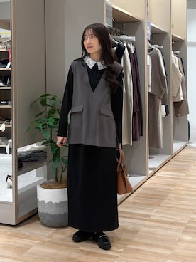 「GLOBAL WORK（グローバルワーク）のアイテム（セットアップ）」を使った、cossyさん（レディース・155cm）の冬コーディネート