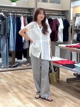 「GLOBAL WORK（グローバルワーク）のGOODデニムバギーパンツ/118365（デニムパンツ）」を使った、cossyさん（レディース・155cm・30代）の夏コーディネート