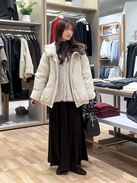 「GLOBAL WORK（グローバルワーク）のエアリュクスダウンフードブルゾン/495695（ダウンジャケット/コート）」を使った、cossyさん（レディース・155cm）の秋コーディネート