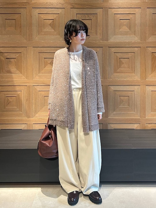 Curensology カレンソロジー　スパングルショート カーディガン　モカ Curensology（カレンソロジー）の「Curensology(カレンソロジー