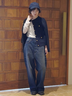 「Curensology（カレンソロジー）のCurensology(カレンソロジー)/＜&RC＞ワイドルーズデニムパンツ（デニムパンツ、ブルー系）」を使った、cl_shinoさん（レディース・159cm）の夏コーディネート