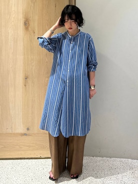 「Curensology（カレンソロジー）のCurensology(カレンソロジー)/ヴィンテージフェイクレザーパンツ（その他パンツ、イエロー系）」を使った、cl_shinoさん（レディース・159cm）の春コーディネート