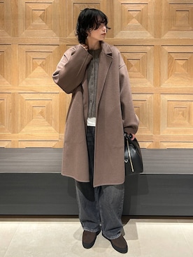 「Curensology（カレンソロジー）のCurensology(カレンソロジー)/＜C.S.G＞ウールカシミヤビーバーコート（チェスターコート）」を使った、cl_shinoさん（レディース・159cm）の秋コーディネート