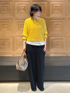 「Curensology（カレンソロジー）のCurensology(カレンソロジー)/スパングルニットプルオーバー（ニット/セーター）」を使った、cl_shinoさん（レディース・159cm）の秋コーディネート