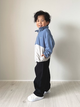 「GLOBAL WORK（グローバルワーク）の撥水切り替えフードブルゾン/T/591489（ブルゾン）」を使った、ouchan08さん（キッズ・100cm）の秋コーディネート