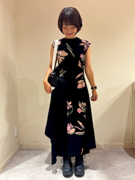 「Desigual（デシグアル）のアイテム（ワンピース、ブラック系）」を使った、Desigual 北九州STAFFさん（レディース・165cm）の秋コーディネート