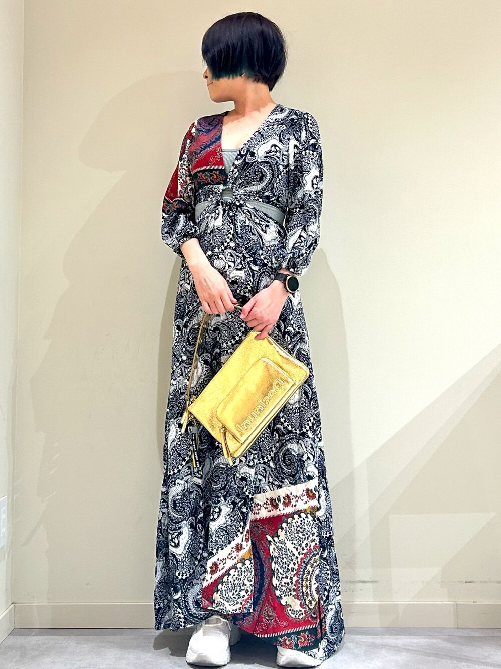 Desigual（デシグアル）の「ペイズリー&カットアウト ロングワンピース