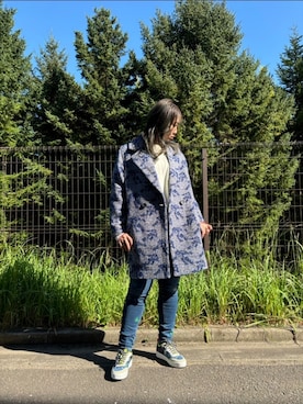 「Desigual（デシグアル）のアイテム（チェスターコート）」を使った、Desigual 仙台泉 STAFFさん（レディース・168cm）の秋コーディネート