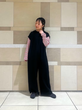 「秋冬コーデ」｜「アイテム（オールインワン・サロペット）」を使った、nog0209さん（レディース・156cm）の冬コーディネート