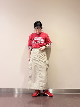 「PUMA（プーマ）のSPEEDCAT OG（スニーカー、レッド系）」を使った、**ai**さん（レディース・156cm）の春コーディネート