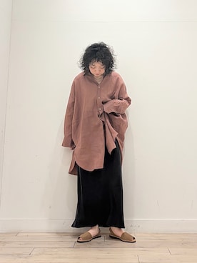 「かぐれ（カグレ）の『2サイズ展開』キュプラバイアススカート（スカート、ブラック系）」を使った、**ai**さん（レディース・156cm）の春コーディネート